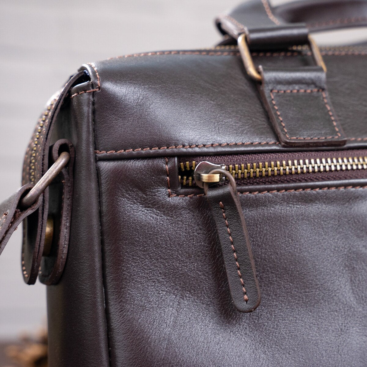 Men's Leather Bag SHVIGEL 11138 Brown Genuine Leather Handmade in Ukraine