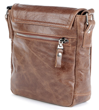 Leather Bag SHVIGEL 00978 Brown Genuine Leather Handmade in Ukraine
