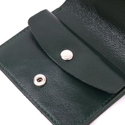 Leather Practical Wallet SHVIGEL 16608 Green Made in Ukraine Genuine Leather