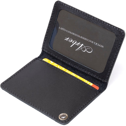 Compact Document Cover SHVIGEL 13980 Black, Genuine Leather, Made in Ukraine