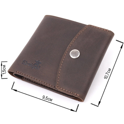 Vintage Leather Wallet SHVIGEL 16613 Brown Handmade from Natural Leather