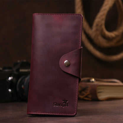 Women's Vintage Leather Wallet SHVIGEL 16166 Burgundy Natural Leather Design