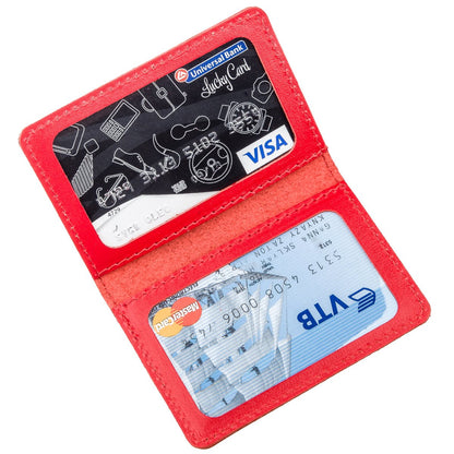 Bright Red Leather Driver's License Cover SHVIGEL 13969, Made in Ukraine, Genuine Leather