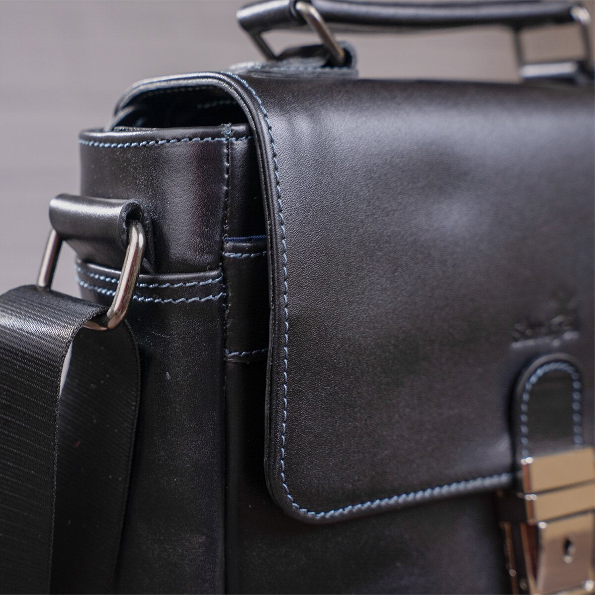 Men's Leather Bag SHVIGEL 11118 Black Genuine Leather Natural Materials