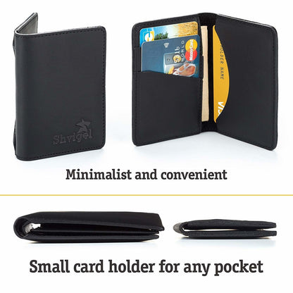 Business Card Holder SHVIGEL 00118 Black Genuine Leather for Visiting Cards