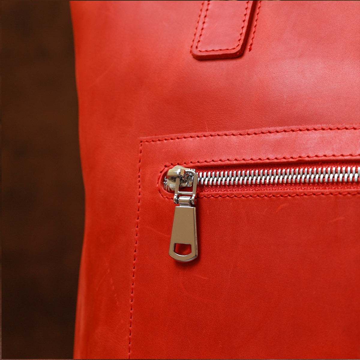 Vintage Bright Red Leather Bag by SHVIGEL 16348 – Made in Ukraine, Genuine Leather