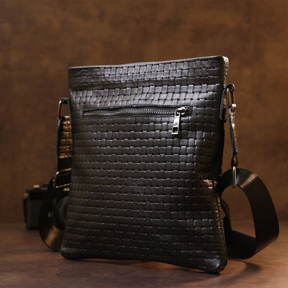 Leather Crossbody Bag for Men SHVIGEL 11600 Black Genuine Leather Quality