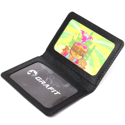 Leather Driver's License Cover SHVIGEL 13968 Black Natural Leather Made in Ukraine