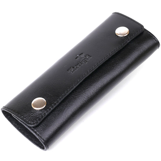 Stylish Leather Key Holder SHVIGEL 16529 Black Natural Leather for Keys