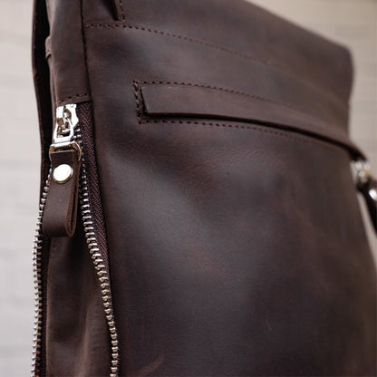 Leather Bag SHVIGEL 00999 Brown Natural Leather Handmade in Ukraine