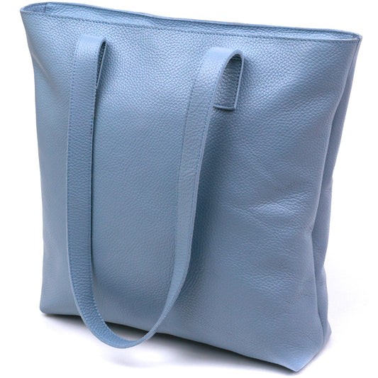 Contemporary Women's Shopper Bag SHVIGEL 16361 Light Blue Genuine Leather