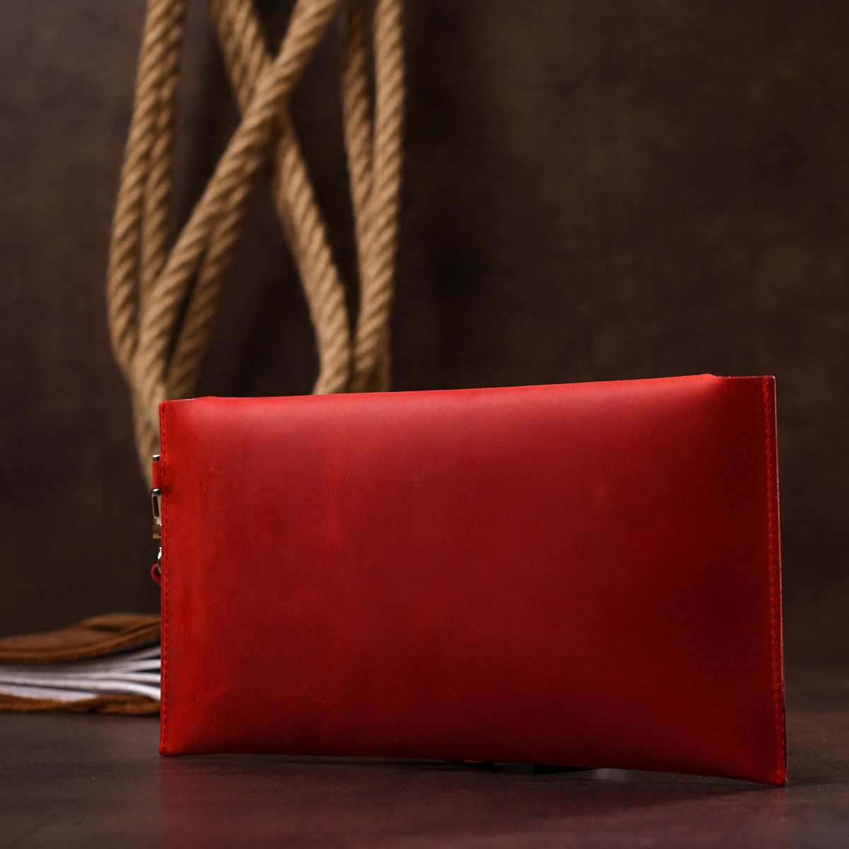 Vintage Leather Travel Cosmetic Bag SHVIGEL 16427 Red Genuine Leather for Women