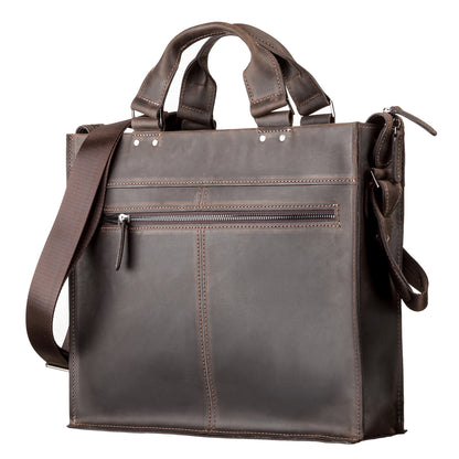 Leather Laptop Bag SHVIGEL 11109 Brown Natural Leather, Made in Ukraine