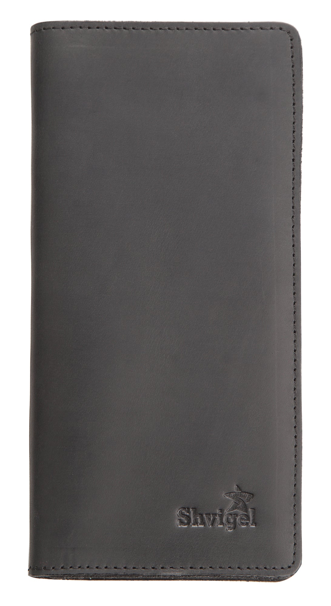 Vintage Leather Wallet SHVIGEL 13794 Black Natural Leather Made in Ukraine