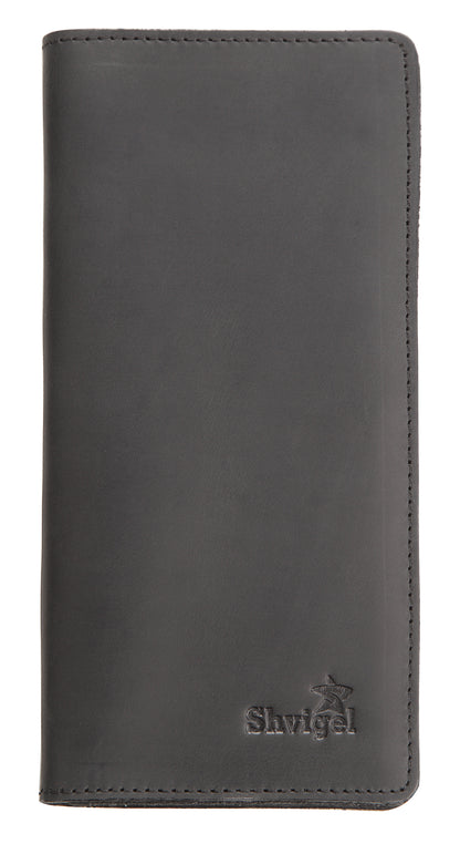 Vintage Leather Wallet SHVIGEL 13794 Black Natural Leather Made in Ukraine