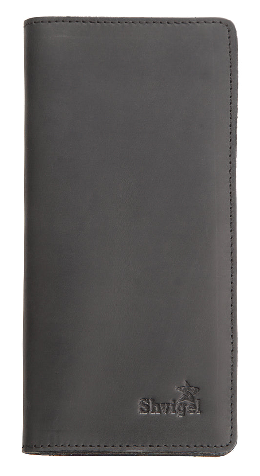 Vintage Leather Wallet SHVIGEL 13794 Black Natural Leather Made in Ukraine