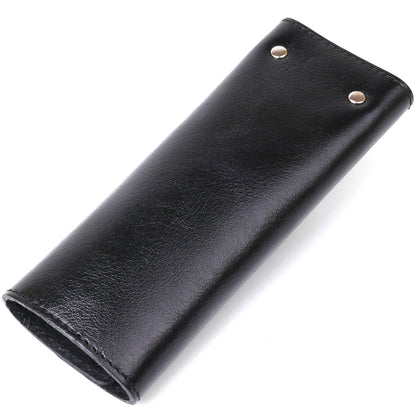 Stylish Leather Key Holder SHVIGEL 16529 Black Natural Leather for Keys