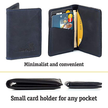 Business Card Holder SHVIGEL 15301 Blue Genuine Leather for Professional Use