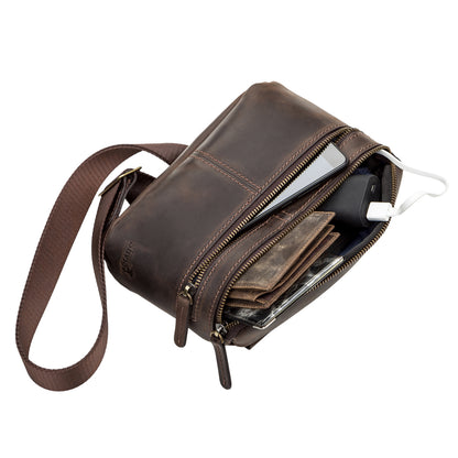 Men's Leather Bag SHVIGEL 11094 Brown Natural Leather High-Quality Craftsmanship