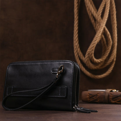 Men's Leather Clutch SHVIGEL 11082 Black Crafted from Natural Leather - Ukraine Made