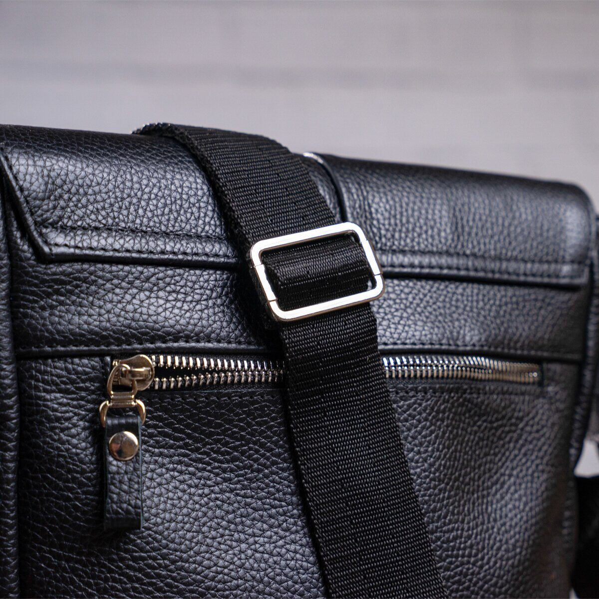 Men's Bag SHVIGEL 00861 Black Genuine Leather, Durable Ukrainian Craftsmanship