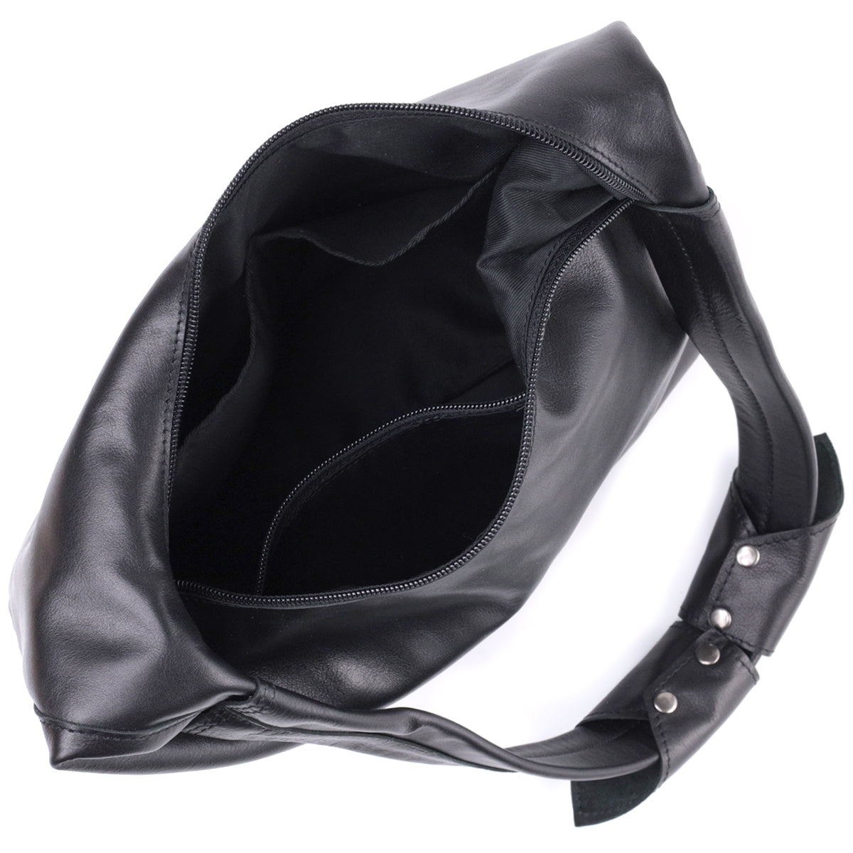 Practical Shoulder Bag for Women SHVIGEL 22828 Black Smooth Genuine Leather