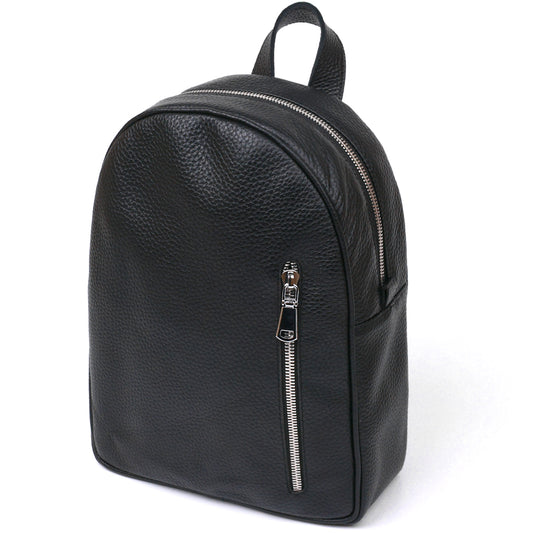 Compact Women's Backpack SHVIGEL 16317 Natural Leather Black Color Stylish Design
