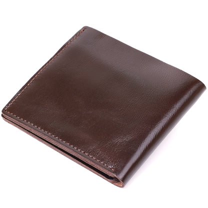 Leather Men's Wallet SHVIGEL 16443 Brown Natural Leather Handmade from Ukraine