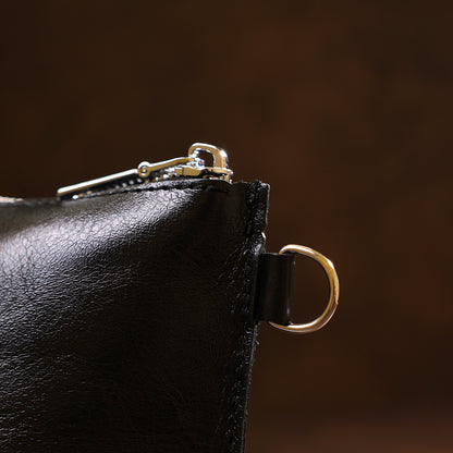 Comfortable Leather Cosmetic Bag SHVIGEL 16409 Black Natural Leather, Made in Ukraine