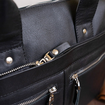 Laptop Bag SHVIGEL 11041 Black Genuine Leather Handmade in Ukraine
