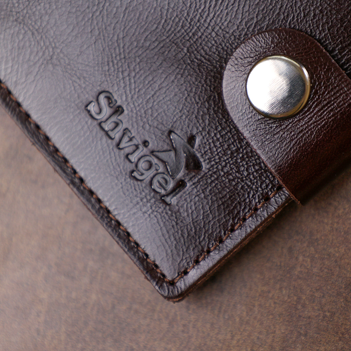 Leather Men's Wallet SHVIGEL 16443 Brown Natural Leather Handmade from Ukraine