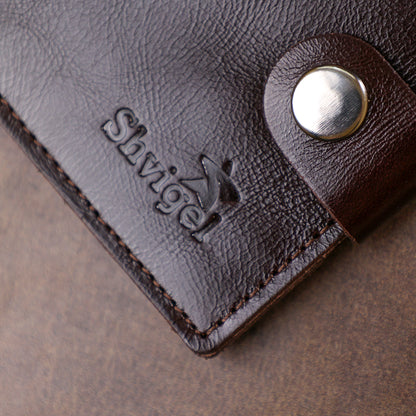 Leather Men's Wallet SHVIGEL 16443 Brown Natural Leather Handmade from Ukraine