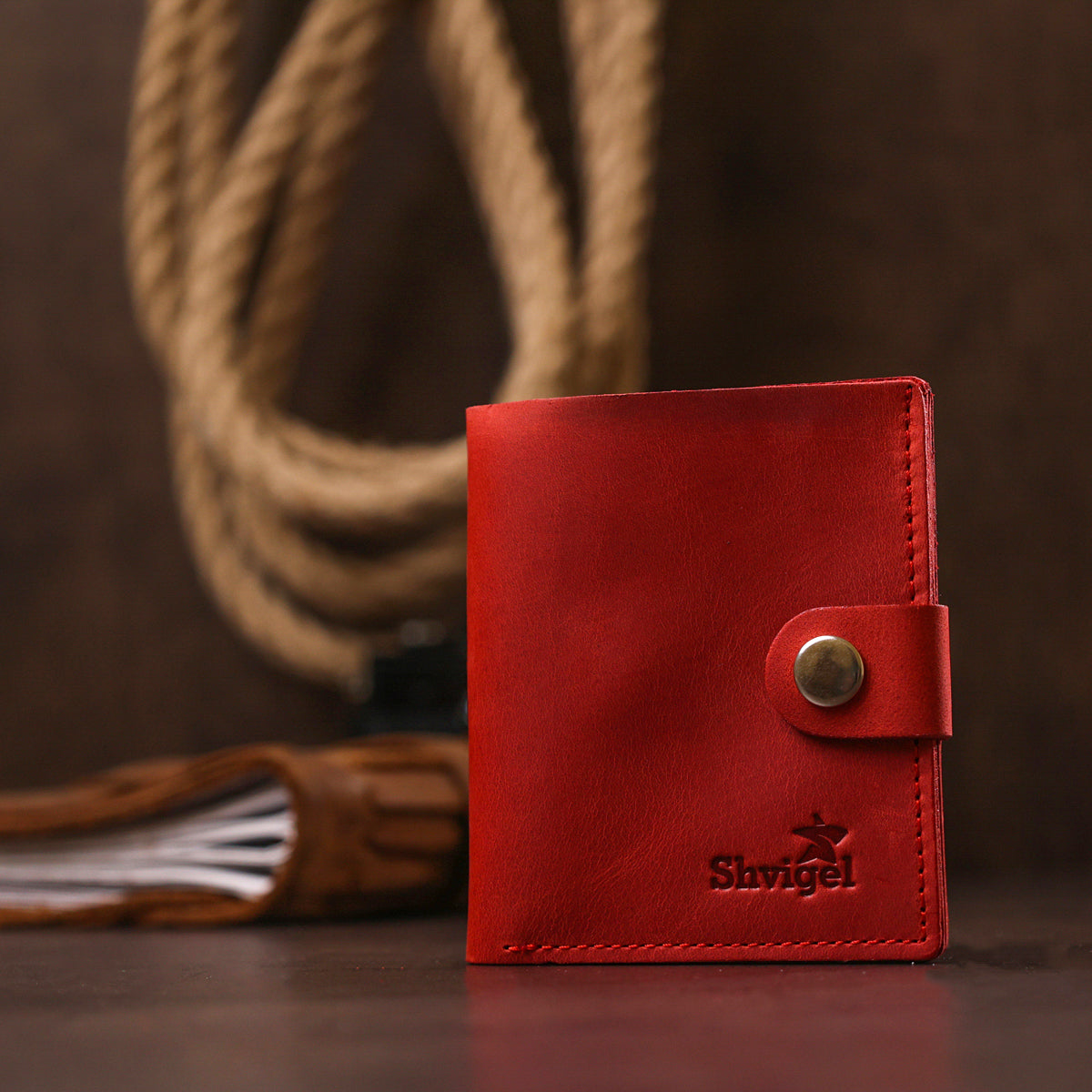 Modern Women's Wallet SHVIGEL 16497 Red Genuine Leather Handmade from Ukraine