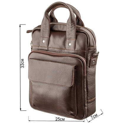 High-Quality SHVIGEL Vertical Men's Bag A4 Format 11168 Brown Flotar Genuine Leather