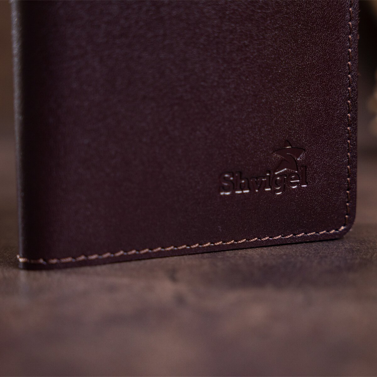 Vertical Wallet SHVIGEL 13992 Brown Genuine Leather Made in Ukraine
