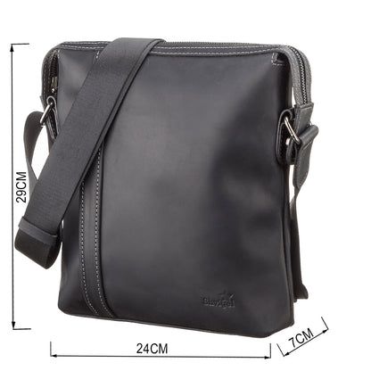 Men's Leather Bag SHVIGEL 11098 Black Natural Leather Made in Ukraine