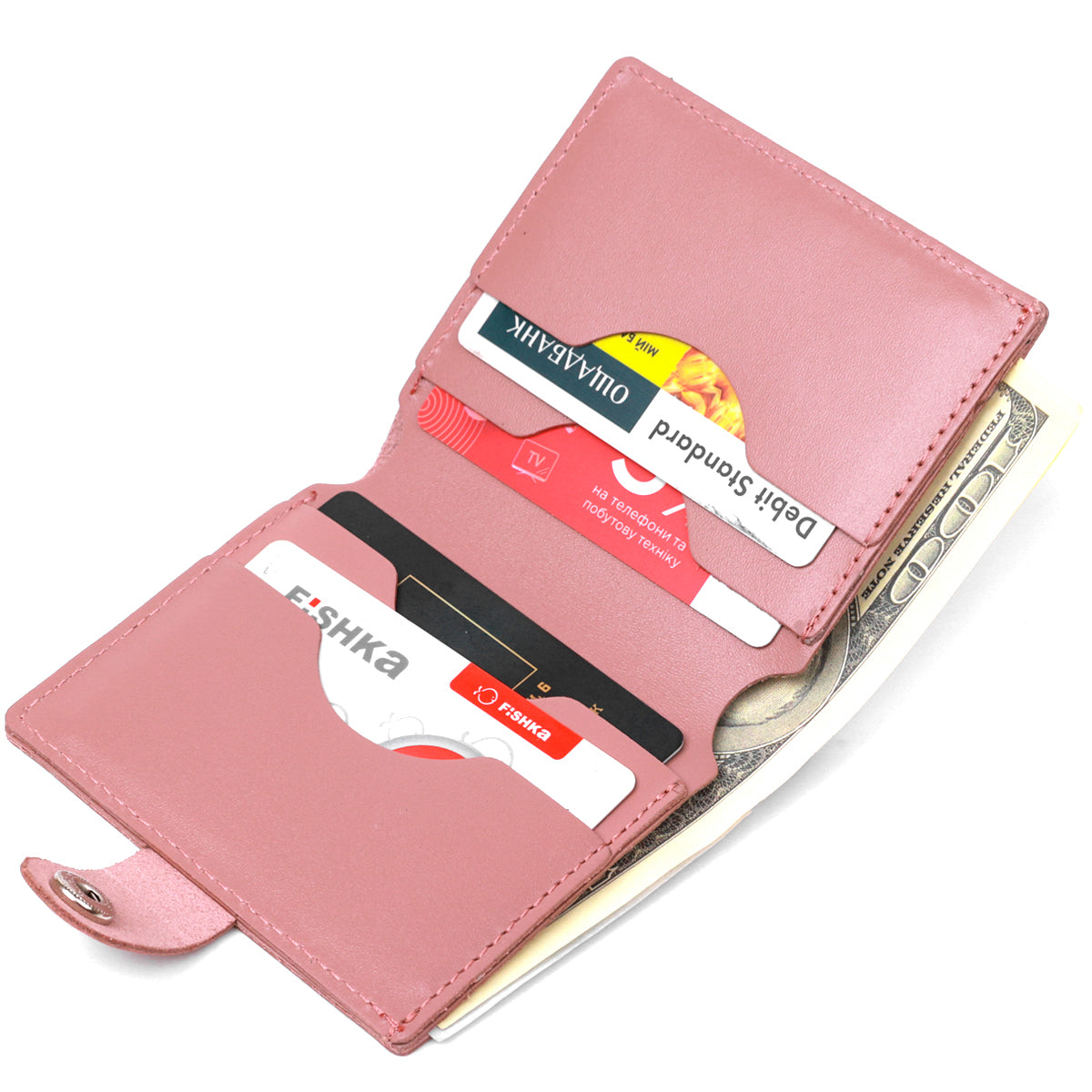 Women's Genuine Leather Wallet SHVIGEL 16509 Pink - Crafted in Ukraine from High-Quality Leather