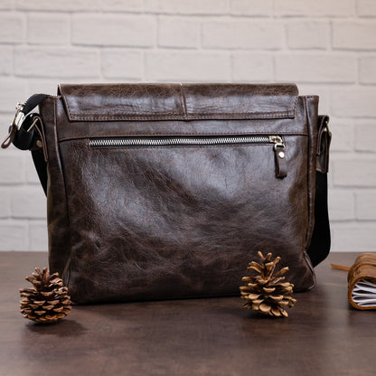 Leather Bag SHVIGEL 00799 Brown Made in Ukraine Natural Leather Durable Design