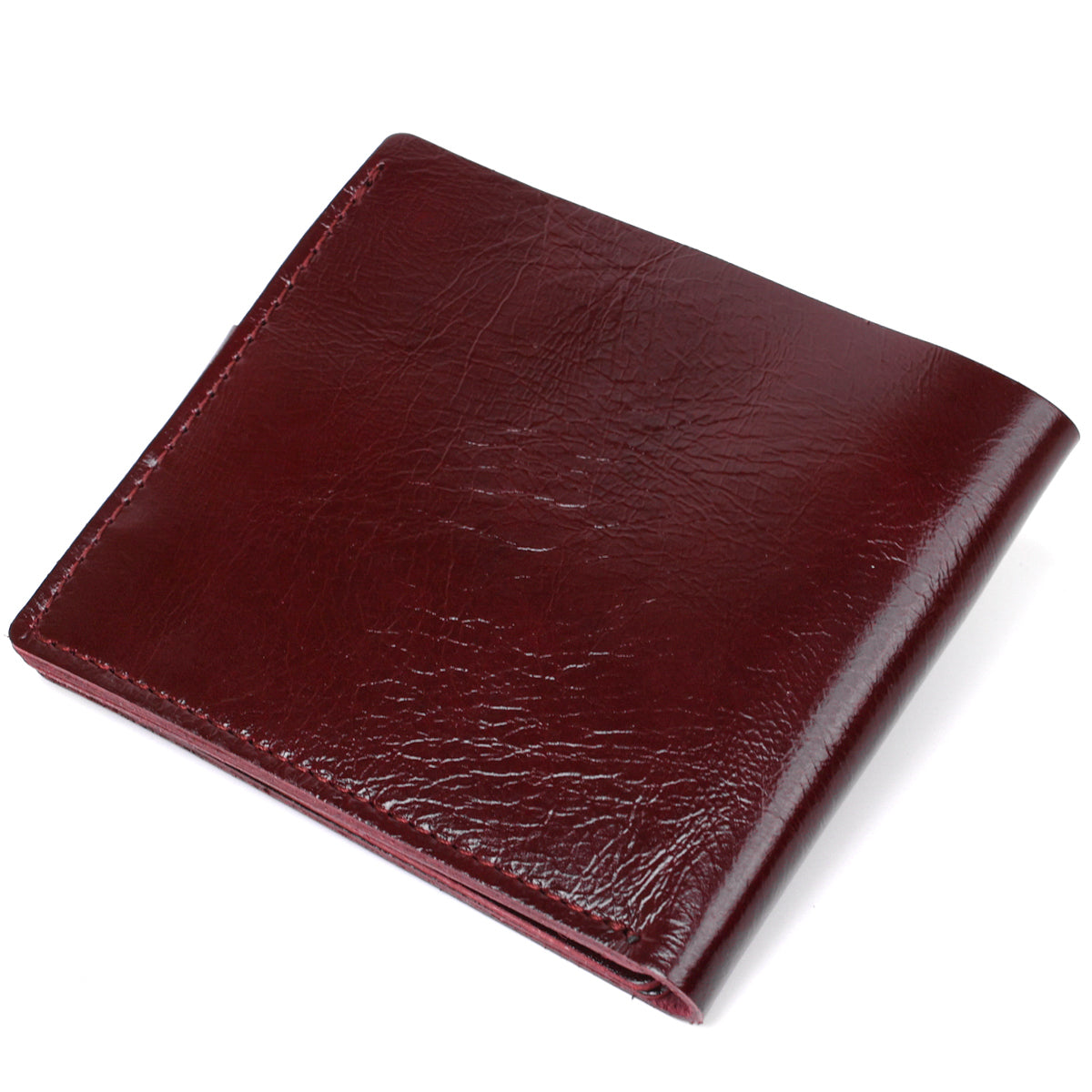 Glossy Leather Wallet for Women by SHVIGEL, Article 16463, Cherry Red, Genuine Leather