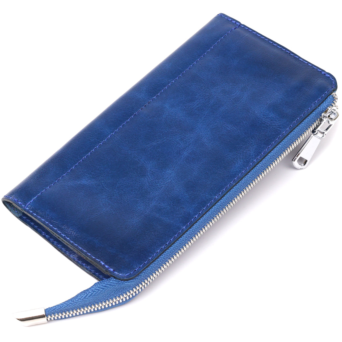 Unisex Leather Clutch SHVIGEL 16183 Blue Natural Leather Premium Quality