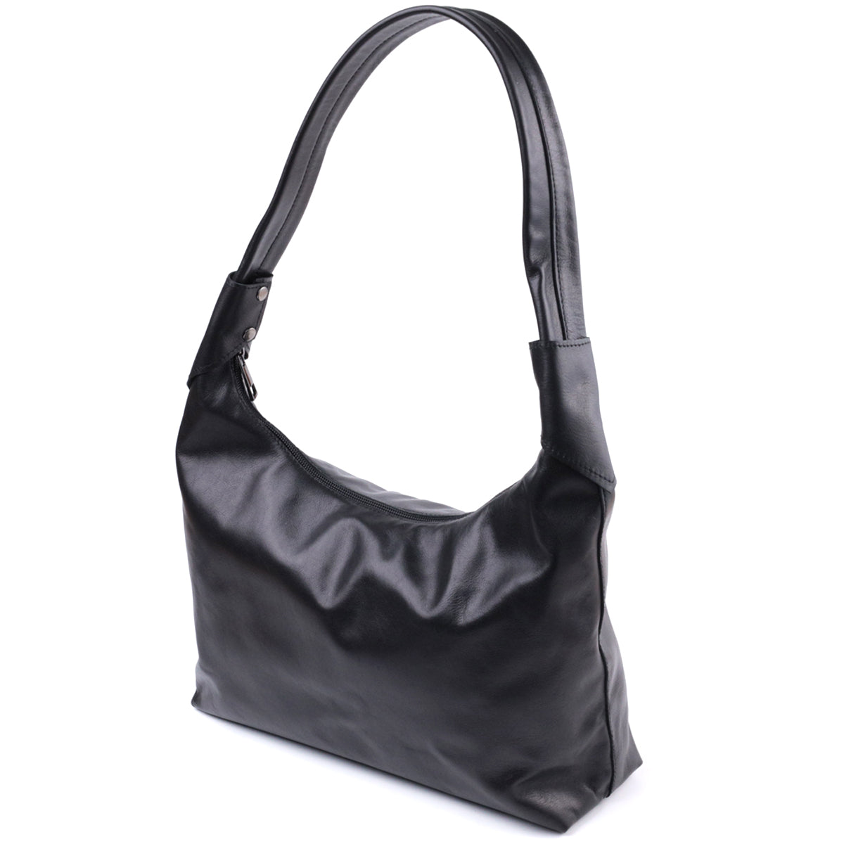 Practical Shoulder Bag for Women SHVIGEL 22828 Black Smooth Genuine Leather