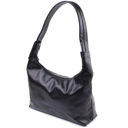 Practical Shoulder Bag for Women SHVIGEL 22828 Black Smooth Genuine Leather