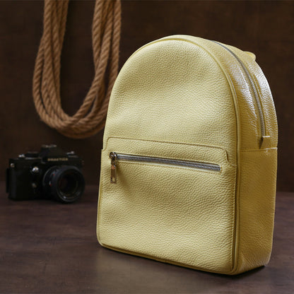 Original Women's Leather Backpack SHVIGEL 16307 Lemon Yellow - Genuine Leather, Stylish Design