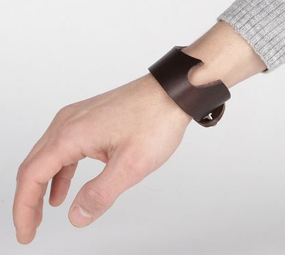 Natural Leather Bracelet SHVIGEL 13797 Brown - Handmade from Ukrainian Leather