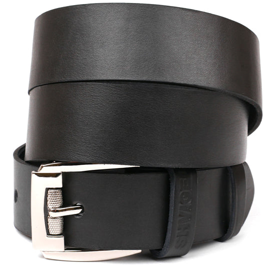 Men's Leather Belt SHVIGEL 10084 Black Genuine Leather Made in Ukraine