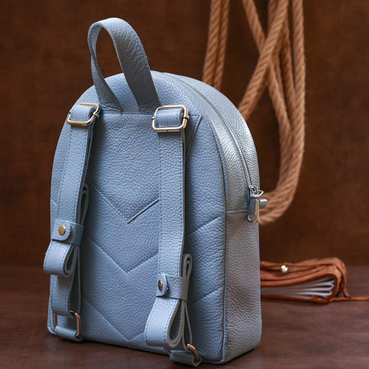 Stylish Women's Backpack SHVIGEL 16318 Blue Genuine Leather Casual Design