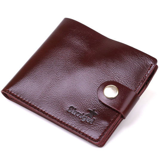 Stylish Leather Wallet SHVIGEL 16442 Burgundy Natural Leather Quality Finish