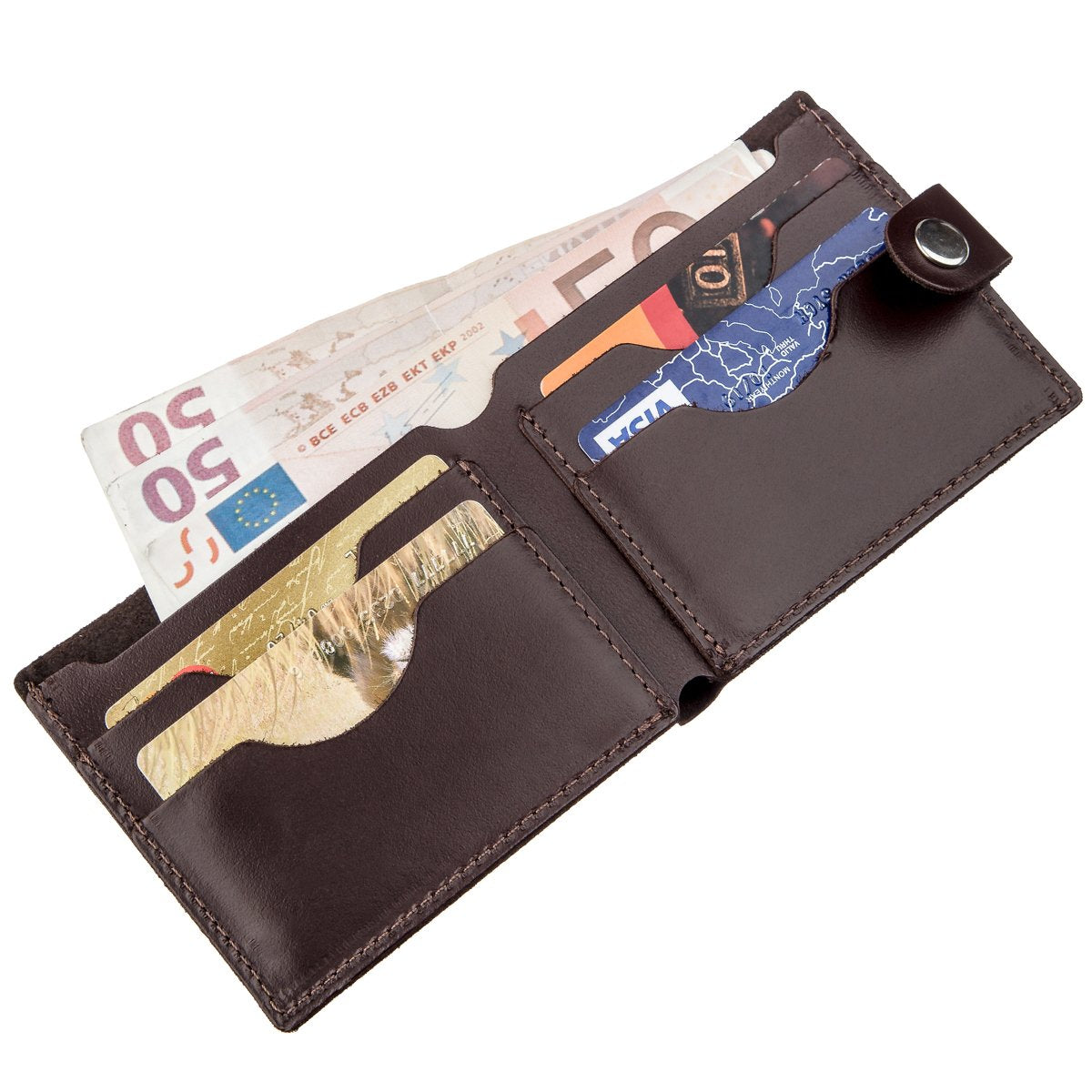 Horizontal Men's Wallet SHVIGEL 16214 Brown Genuine Leather Handmade from Ukraine