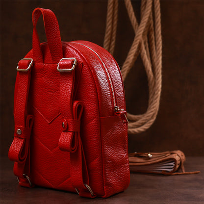 City Women's Backpack SHVIGEL 16301 Red Genuine Leather Classic Design