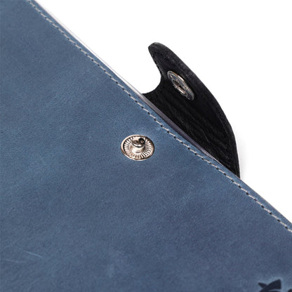 Large SHVIGEL Business Card Holder 13906 Blue Genuine Leather for Visiting Cards